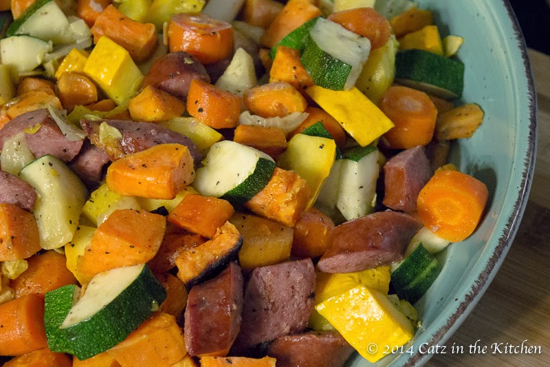 Roasted Kielbasa & Vegetables Catz in the Kitchen
