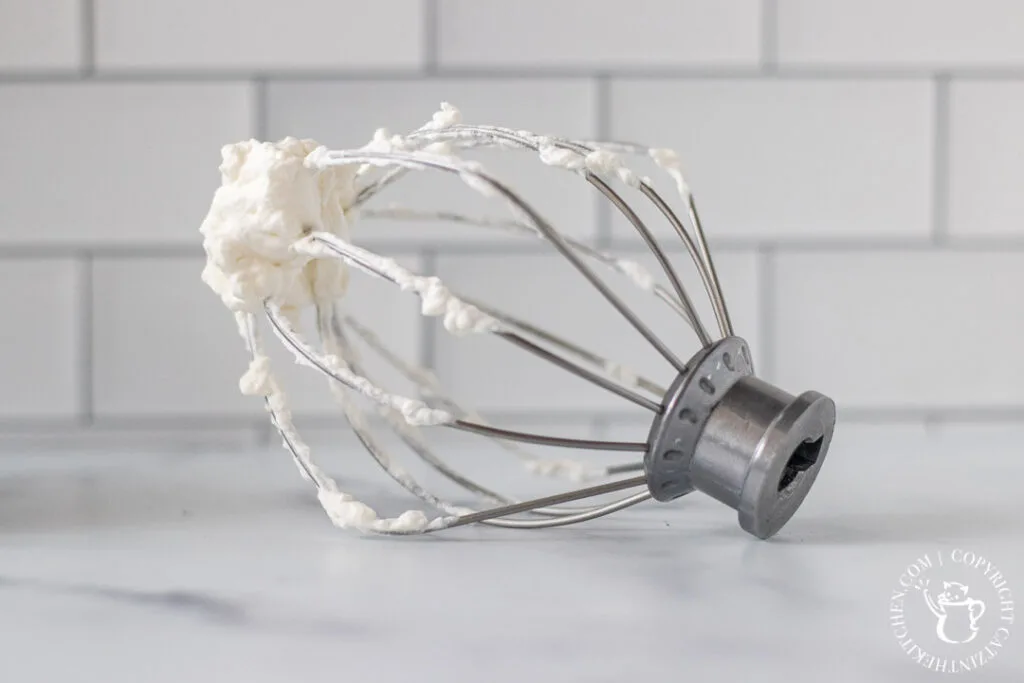 Homemade Whipped Cream on whisk 