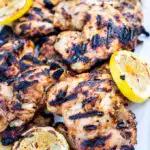 This scrumptious recipe for grilled honey lemon chicken is incredibly simple, and, not counting the 30-min-marinade, takes less than half an hour to make!