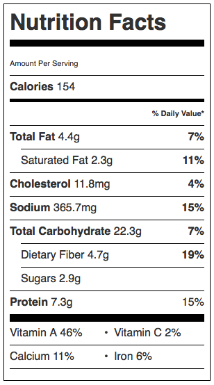 Sweet Potato & Black Bean Enchilada Nutrition Information