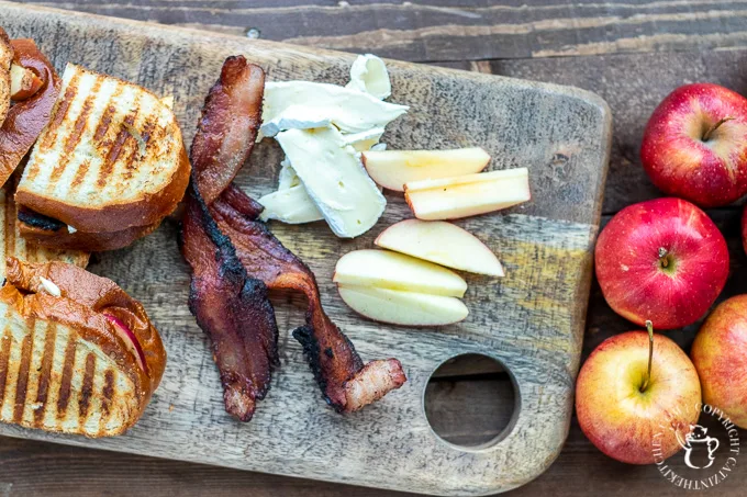 ingredients for apple bacon brie grilled cheese panini 