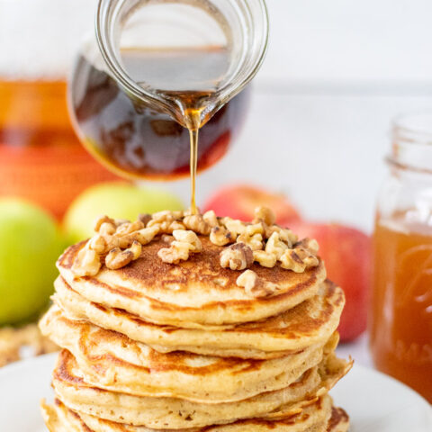 Spiced Apple Cider Pancakes with Maple Bourbon Syrup