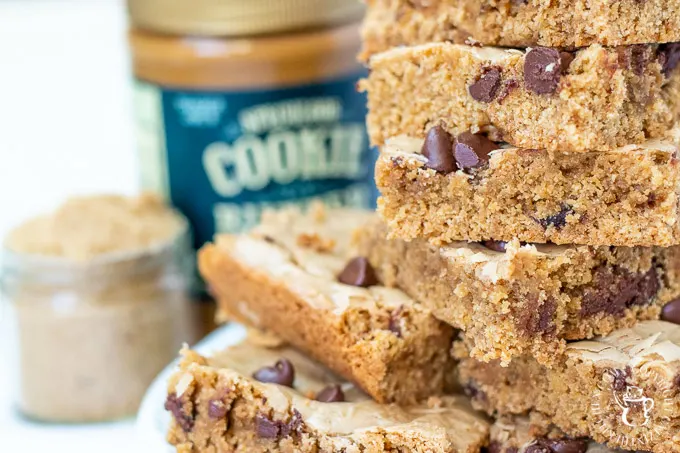 Whether you call this recipe cookie butter chocolate chip blondies or just "cookie casserole," it's just plain addictive! Bake them up with the kiddos!