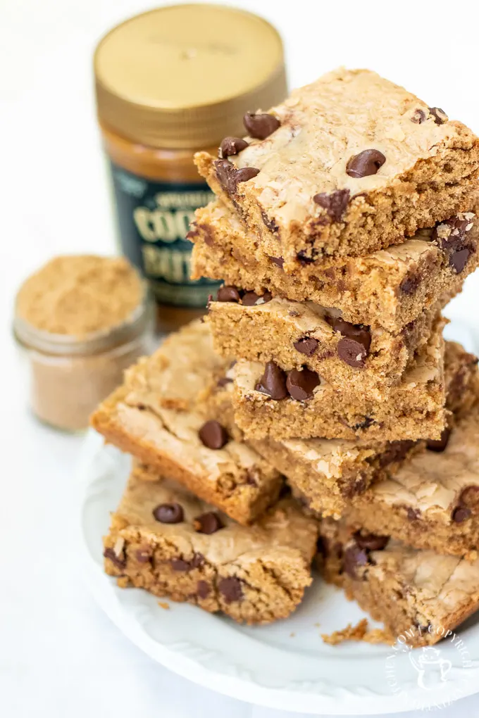 Whether you call this recipe cookie butter chocolate chip blondies or just "cookie casserole," it's just plain addictive! Bake them up with the kiddos!