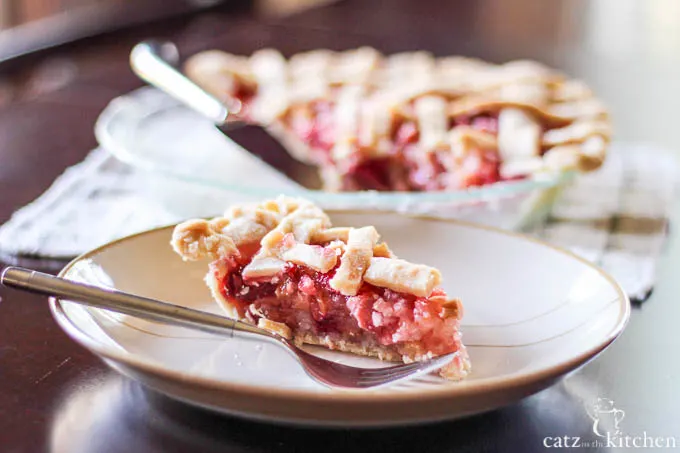 Rhubarb & Strawberry Pie | Catz in the Kitchen | catzinthekitchen.com #pie