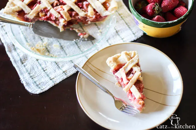 Rhubarb & Strawberry Pie | Catz in the Kitchen | catzinthekitchen.com #pie