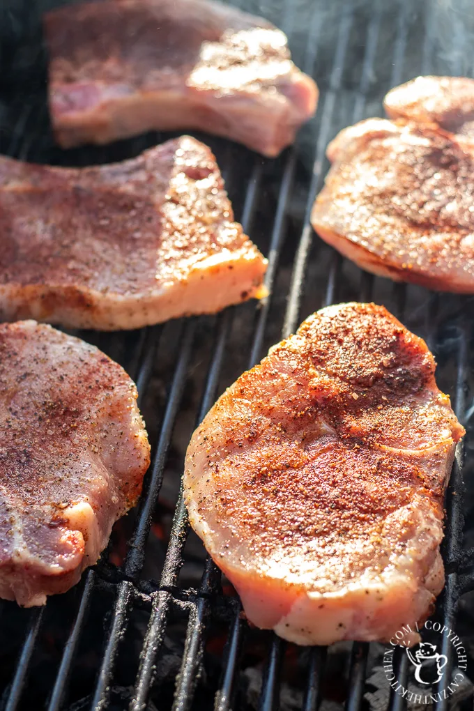 pork chops on the grill