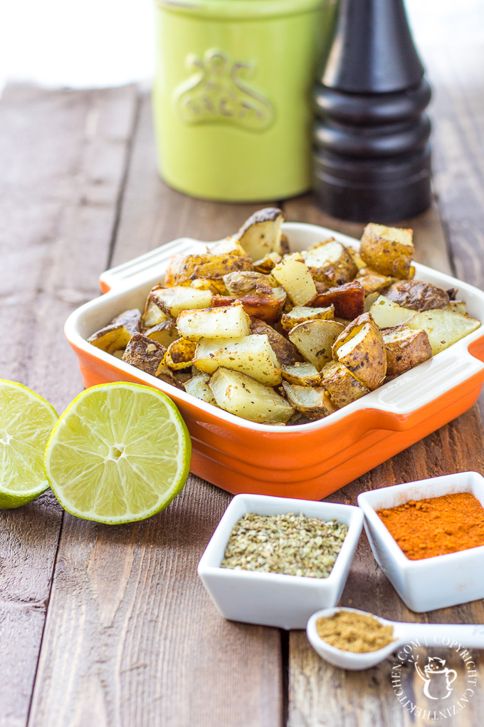 This easy, zesty little recipe for Mexican Roasted Potatoes is a handy side dish for almost any Latin-style meal - try it with tacos, burritos, and more!