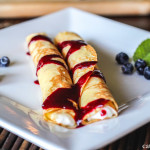 Creme-Filled Crepes with Brown Sugar Berry Syrup