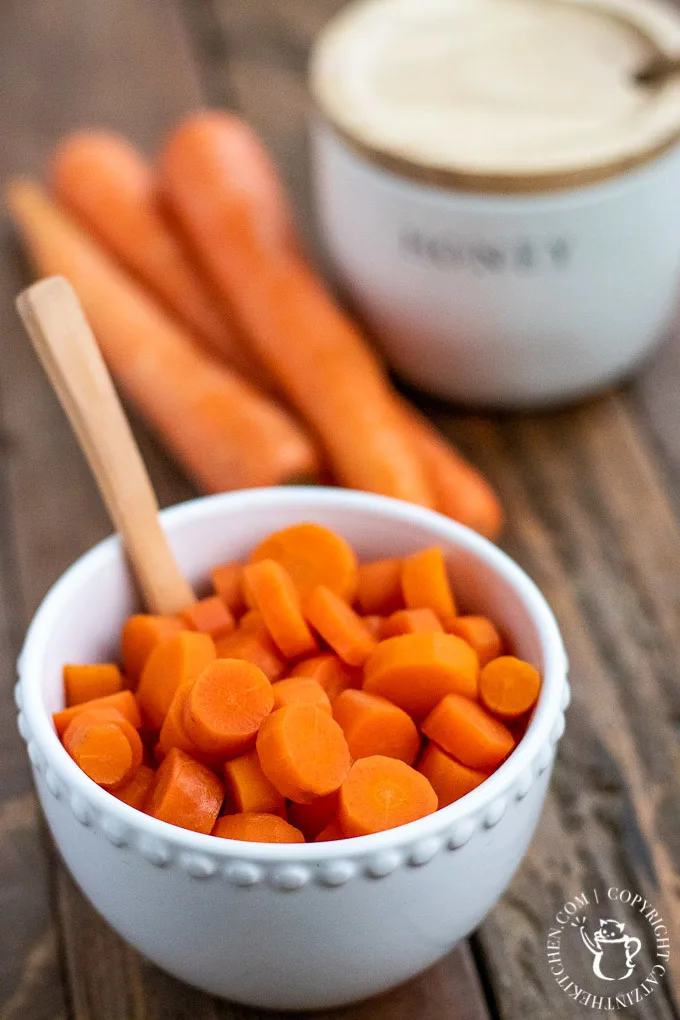 Bowl of carrots with honey