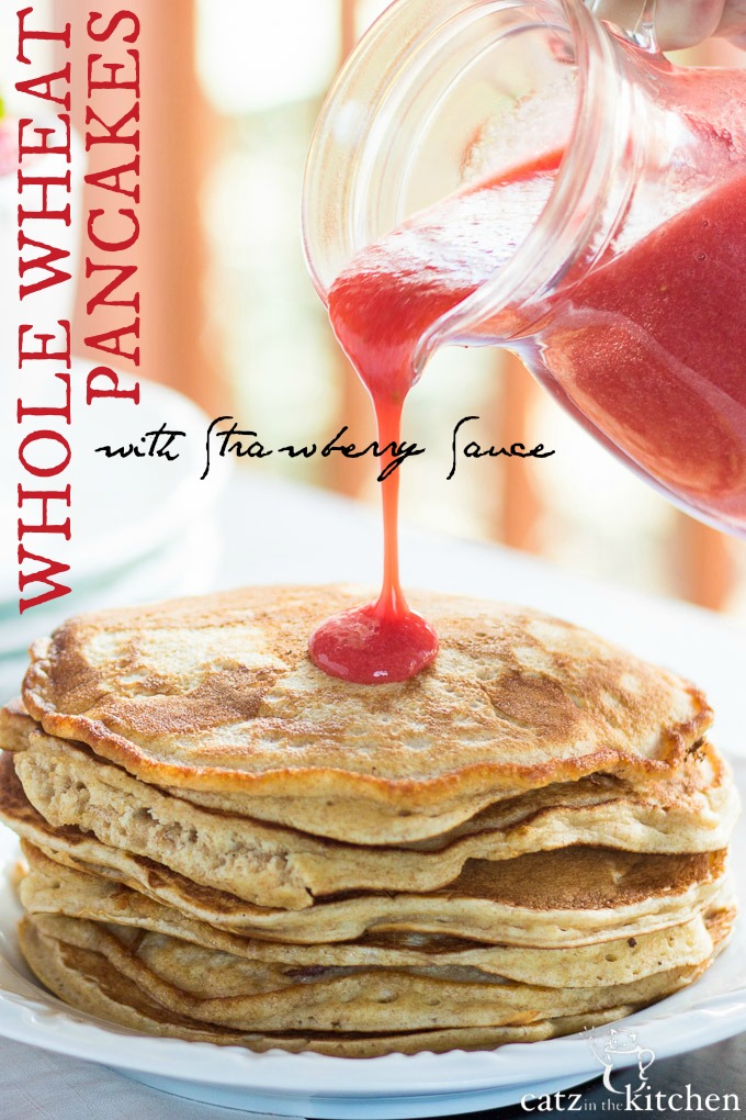 Whole Wheat Pancakes with Strawberry Sauce