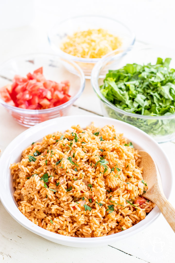 This homemade Spanish rice is as easy as the boxed rice you buy at the store, more flavorful, and healthier. This is the perfect side to your taco nights.