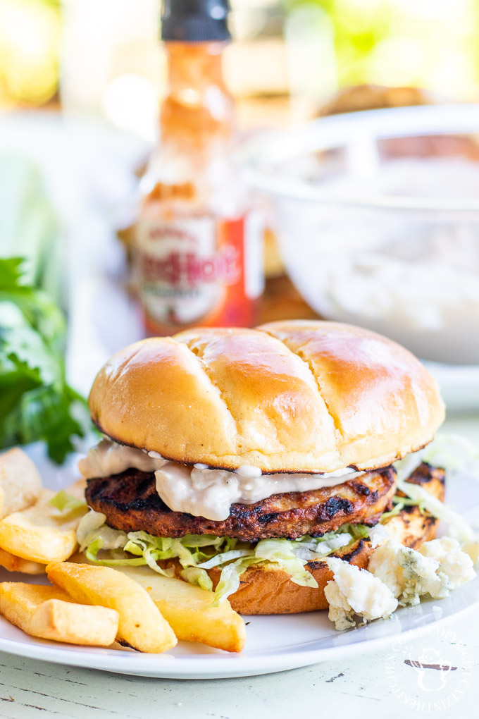 These tangy, tasty buffalo chicken burgers are a serious taste explosion – just make sure you’ve got enough blue cheese mayo to go around!