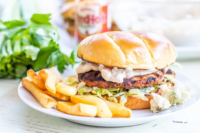 These tangy, tasty buffalo chicken burgers are a serious taste explosion – just make sure you’ve got enough mayo to go around!