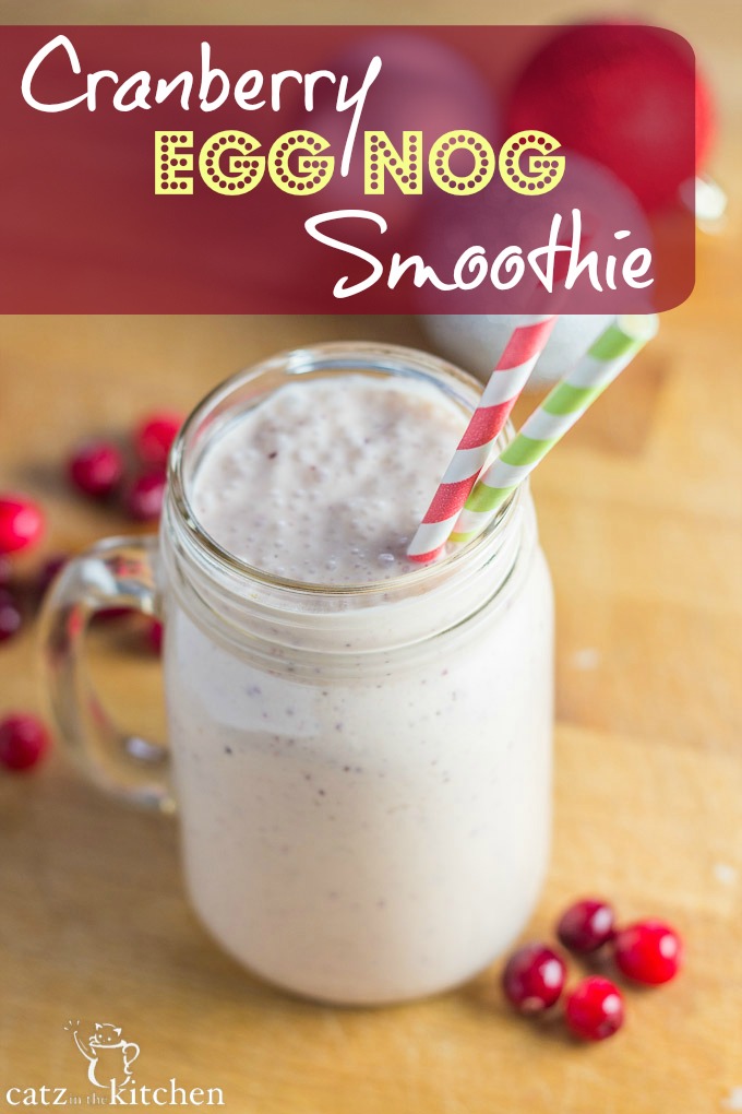 Cranberry Egg Nog Smoothies | Catz in the Kitchen | catzinthekitchen.com | #cranberry #smoothie #eggnog