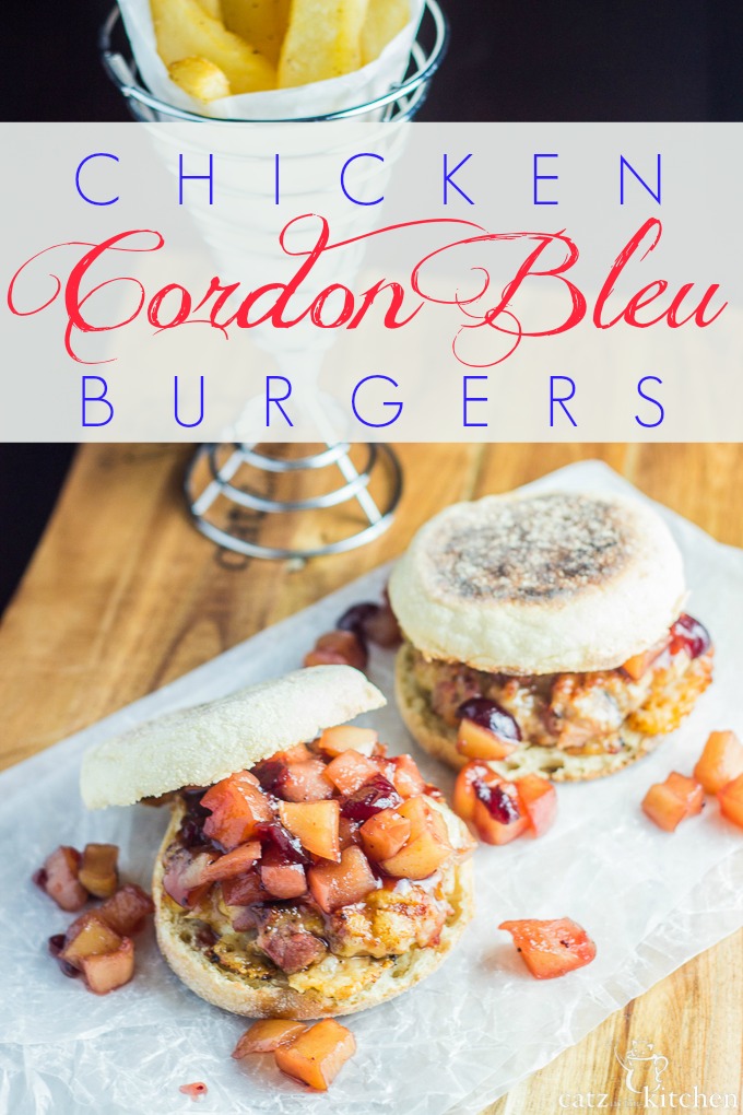 Chicken Cordon Bleu Burgers | Catz in the Kitchen | catzinthekitchen.com #burgers