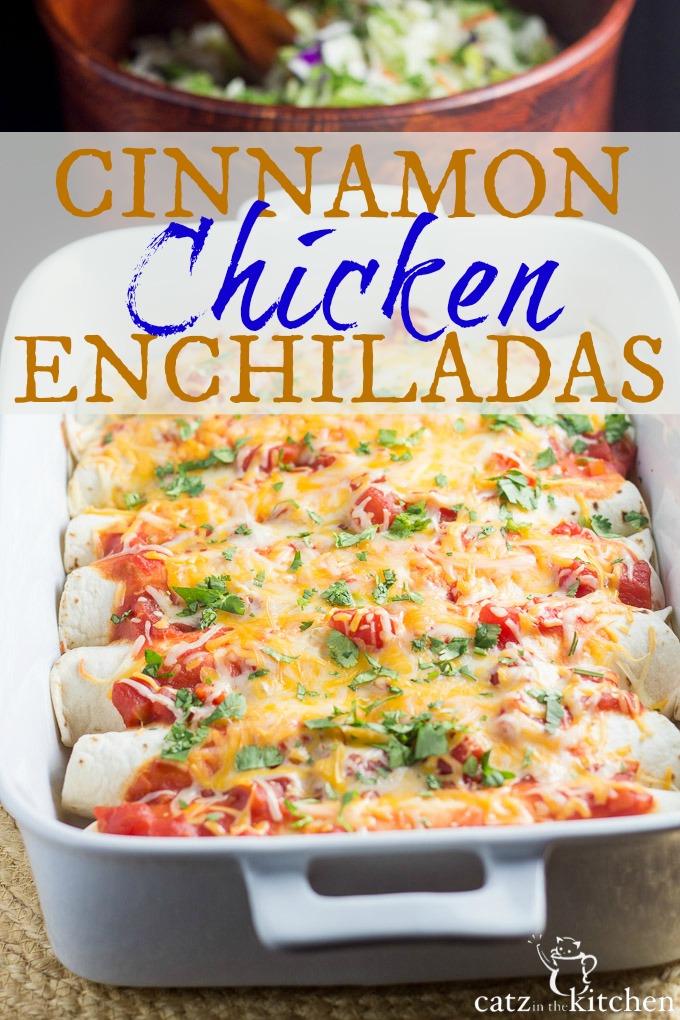 Cinnamon Chicken Enchiladas | Catz in the Kitchen | catzinthekitchen.com #enchiladas