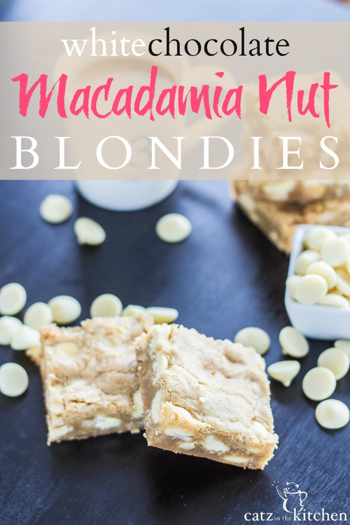White Chocolate Macadamia Nut Blondies | Catz in the Kitchen | catzinthekitchen.com #ValentinesDay