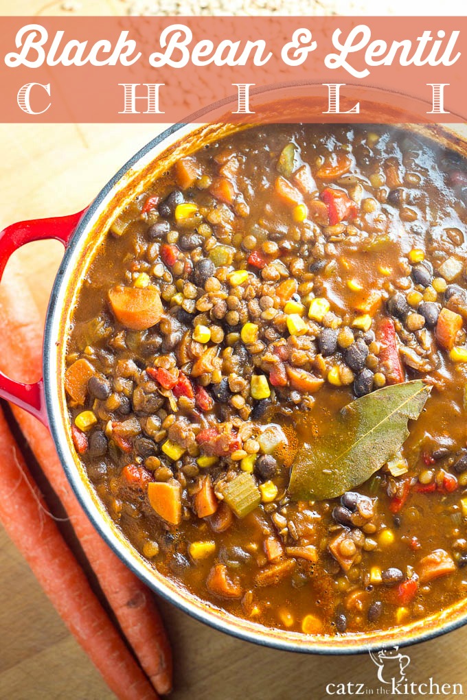 Black Bean & Lentil Chili | Catz in the Kitchen | catzinthekitchen.com #chili #lentils