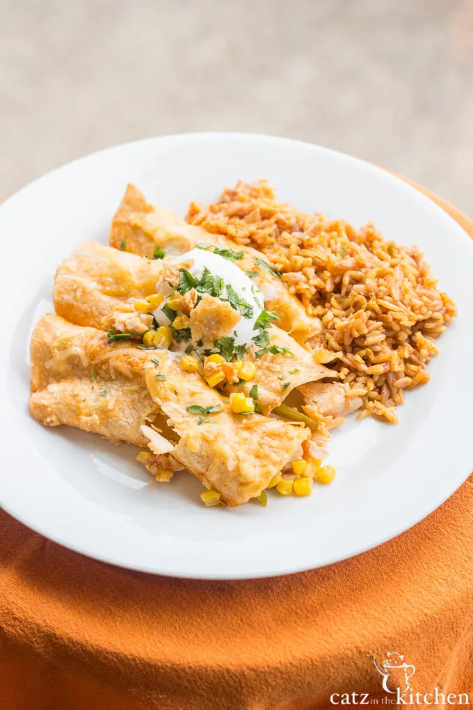 Red Chicken Enchiladas | Catz in the Kitchen | catzinthekitchen.com | #enchiladas