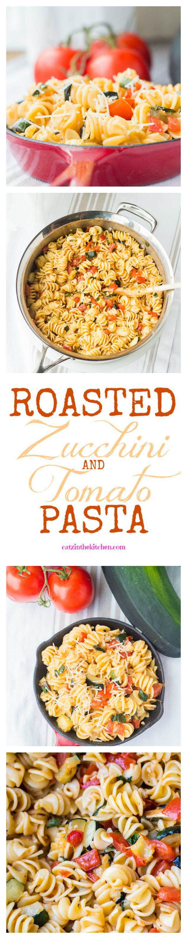Roasted Zucchini & Tomato Pasta | Catz in the Kitchen | catzinthekitchen.com | #zucchini #pasta #fall