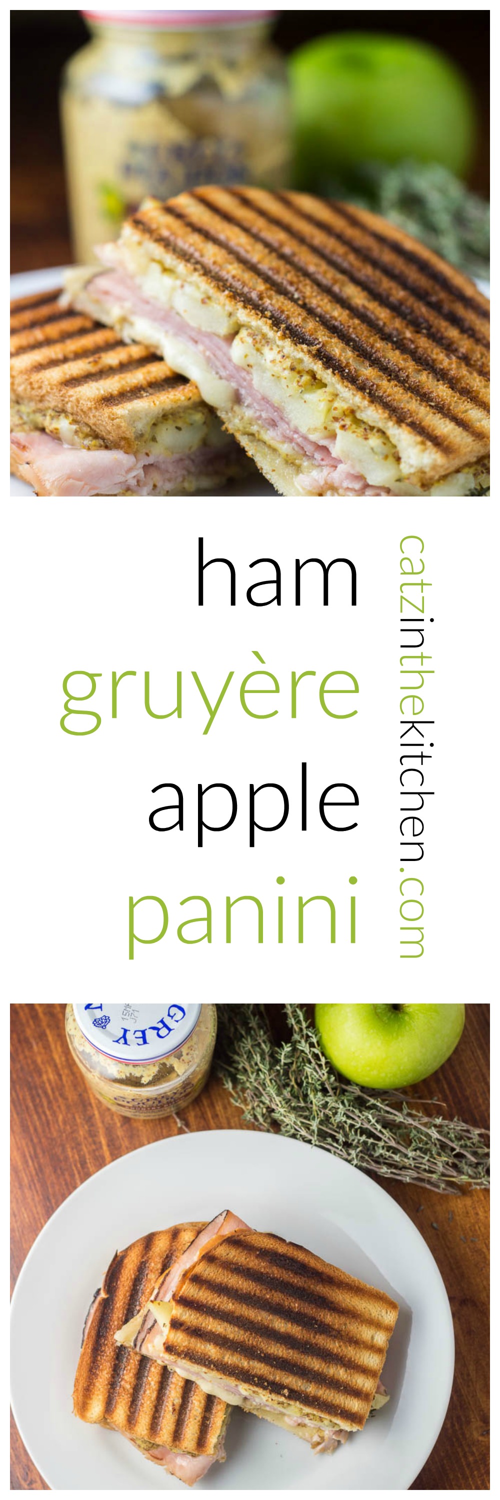 Ham, Gruyère, & Apple Panini | Catz in the Kitchen | catzinthekitchen.com | #sandwich #panini #Gruyère