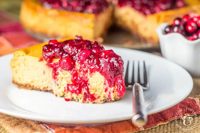 Pumpkin Cranberry Cheesecake | Catz in the Kitchen | catzinthekitchen.com | #dessert #pie #cranberries #Thanksgiving