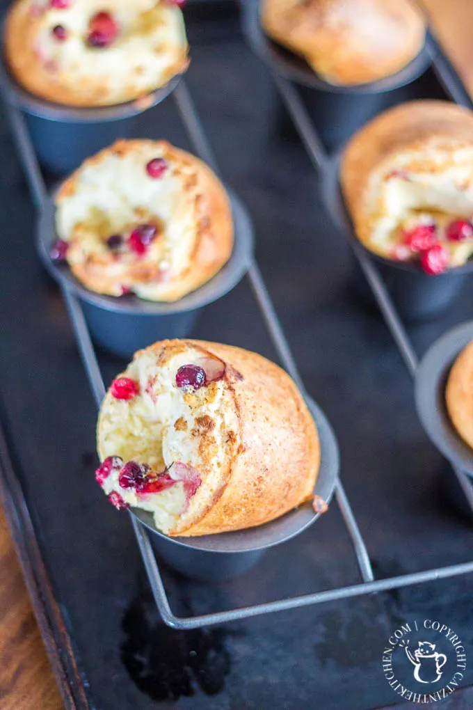 Cranberry Almond Popovers | Catz in the Kitchen | catzinthekitchen.com | #cranberry #almond #baking