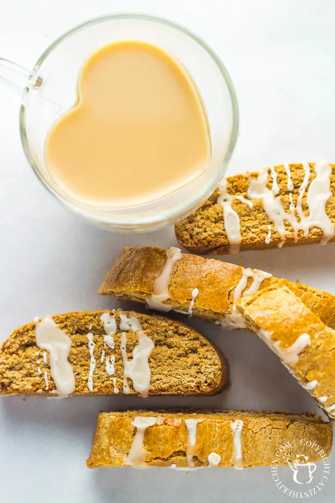 Iced Gingerbread Biscotti | Catz in the Kitchen | catzinthekitchen.com | #gingerbread #biscotti #icing