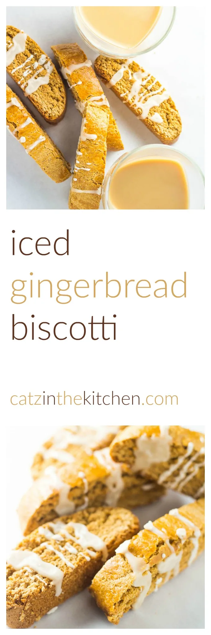 Iced Gingerbread Biscotti | Catz in the Kitchen | catzinthekitchen.com | #gingerbread #biscotti #icing