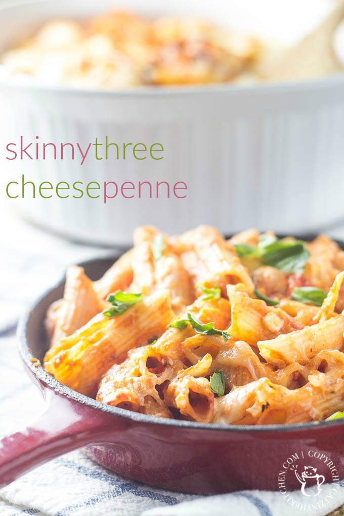 Skinny Three Cheese Penne | Catz in the Kitchen | catzinthekitchen.com | #Pasta #NewYears #Recipe #Penne #Healthy