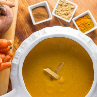 Slow Cooker Curried Sweet Potato & Carrot Soup