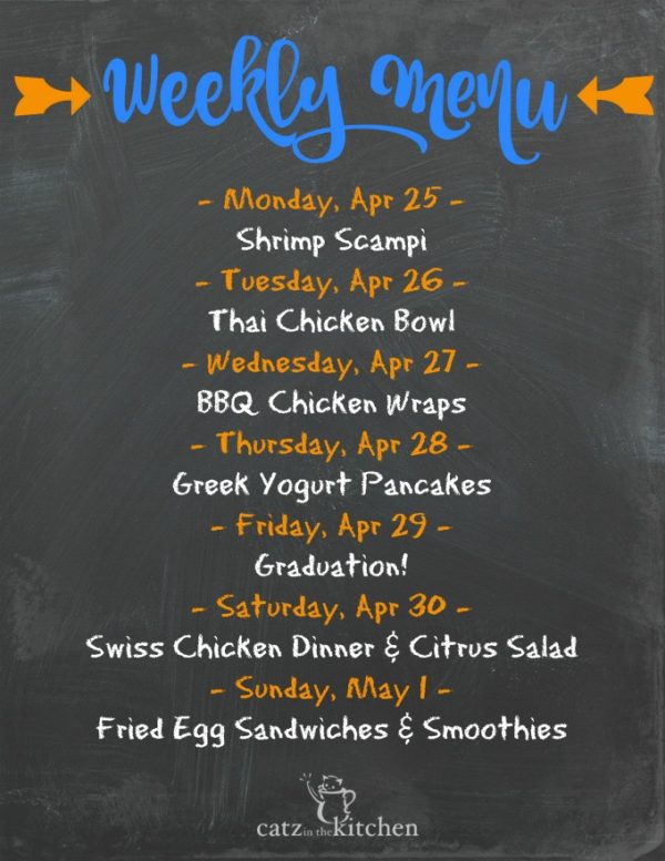 Weekly Menu For The Week of April 25th - Catz in the Kitchen