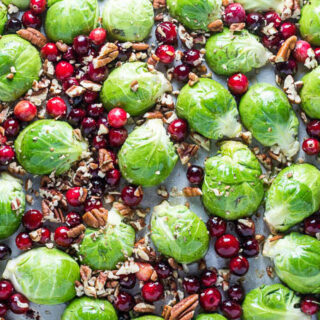 Maple Roasted Brussels Sprouts with Cranberries