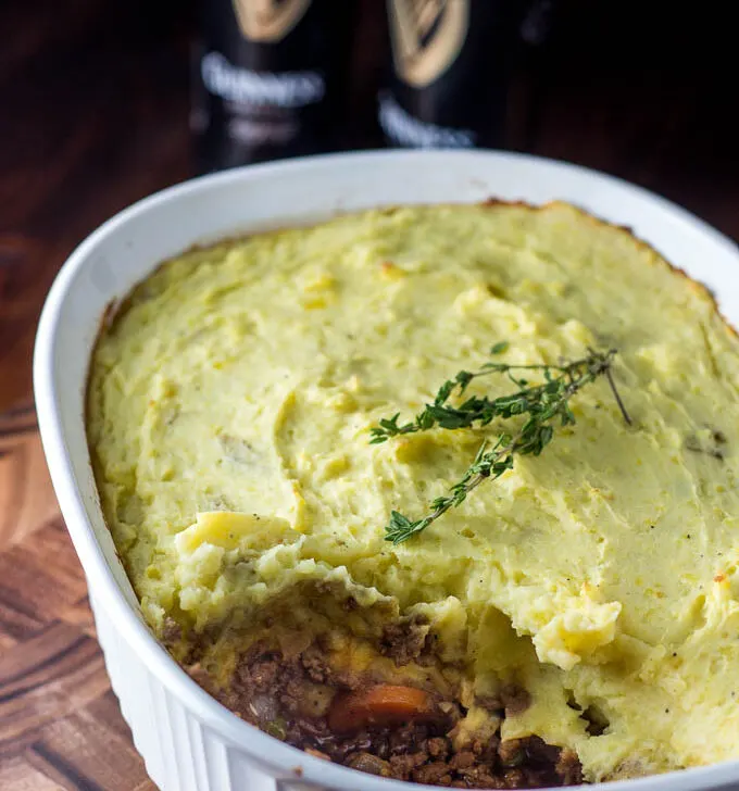 This Irish Shepherd’s Pie uses the classic deep, rich flavor of Guinness to elevate this simple dish into a mouthwatering casserole recipe.