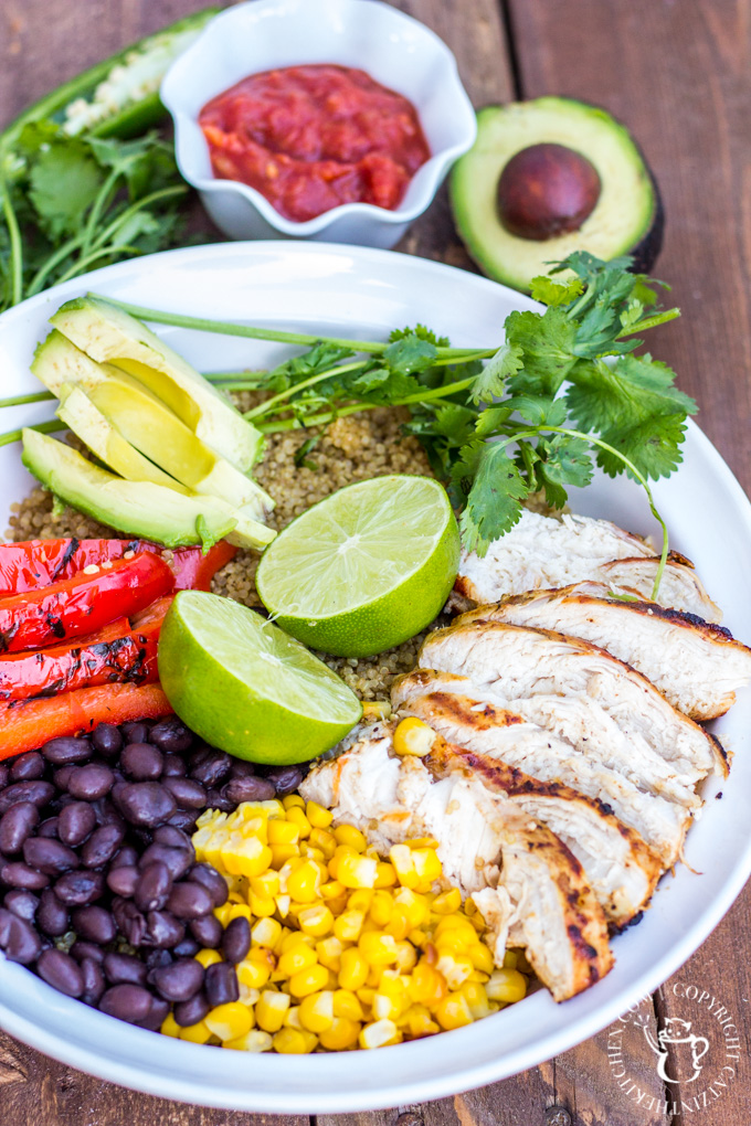 Can't make it to your favorite Mexican grill, but still craving some fresh, flavorful southwestern style eats? Make this Baja Chicken Burrito Bowl at home!