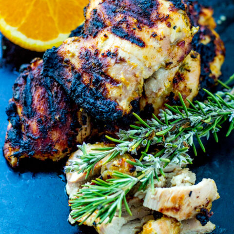 The easy marinade for this grilled rosemary orange chicken recipe is made with ingredients you've probably already got in your pantry!