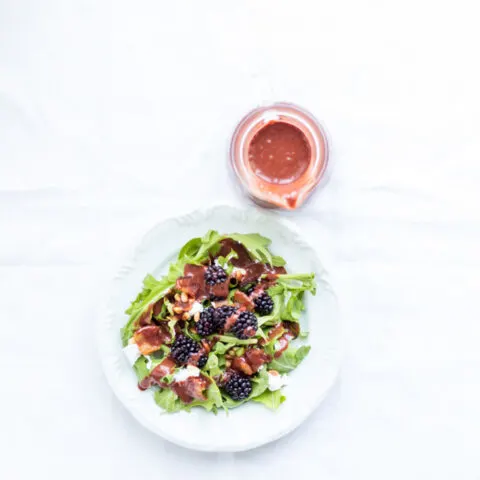 This slightly modified version of Fogo de Chão's delectable Blackberry Arugula Salad is an easy affordable way to get your fix between visits!