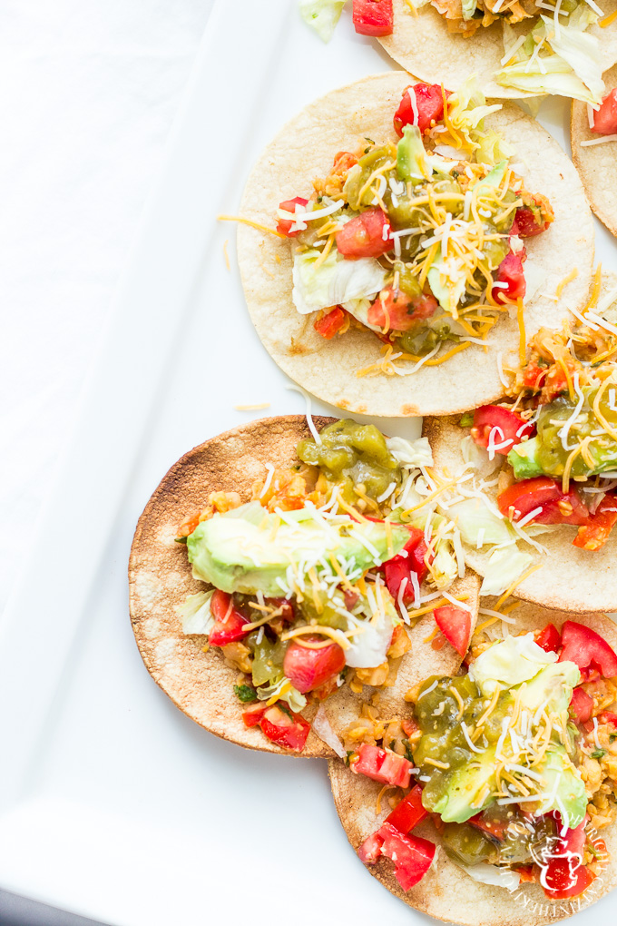 These tasty chickpea tostadas aren't just easy to make and ready in 30 minutes, they're also vegetarian and pretty dang healthy!