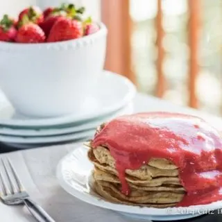 Whole Wheat Pancakes with Strawberry Sauce