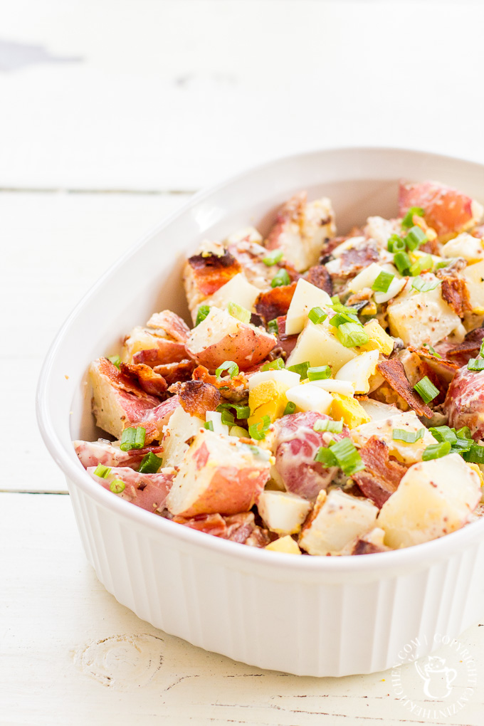 Need a fun, tasty side dish for the 4th of July or any other summer get together? Try this easy recipe for bacon and egg potato salad!