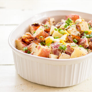 Need a fun, tasty side dish for the 4th of July or any other summer get together? Try this easy recipe for bacon and egg potato salad!