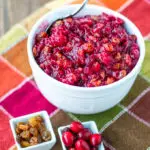 Forget the canned stuff and whip up a flavorful, homemade spiced cranberry sauce with pecans and raisins this Thanksgiving - in about 15 minutes!
