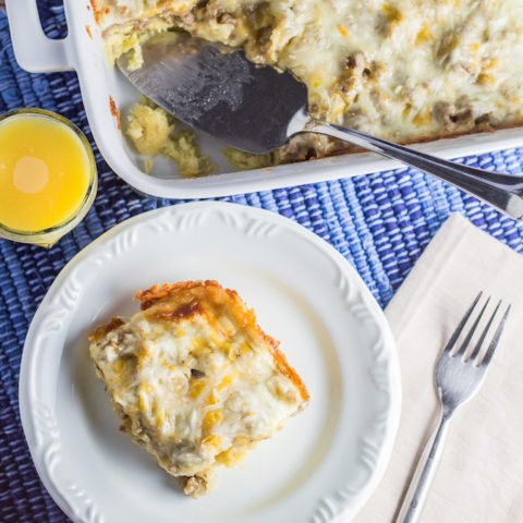 Overnight Sausage Egg & Cheese Breakfast Casserole