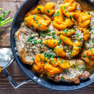 This easy recipe for one pan honey apricot pork chops is not only tasty and healthy, it's a winner all year long, with fresh fruit or canned!