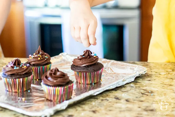 Kids can bake, too! 10-year-old Eden shares her experience baking and decorating these indulgently delightful Devil's Food Cupcakes from scratch!