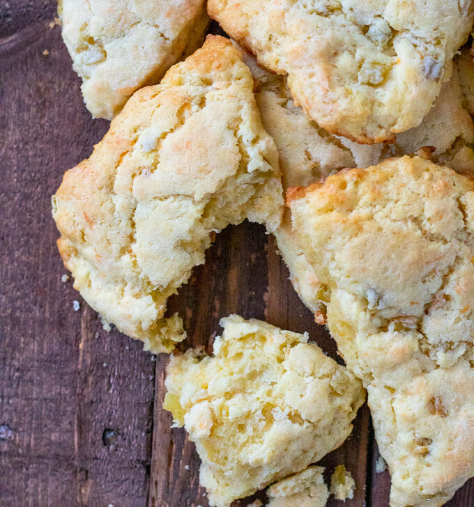 This easy recipe for Green Chili & Cheddar Cheese Scones is a perfect accompaniment to soups, chilis, and so many other warm, southwestern dishes!