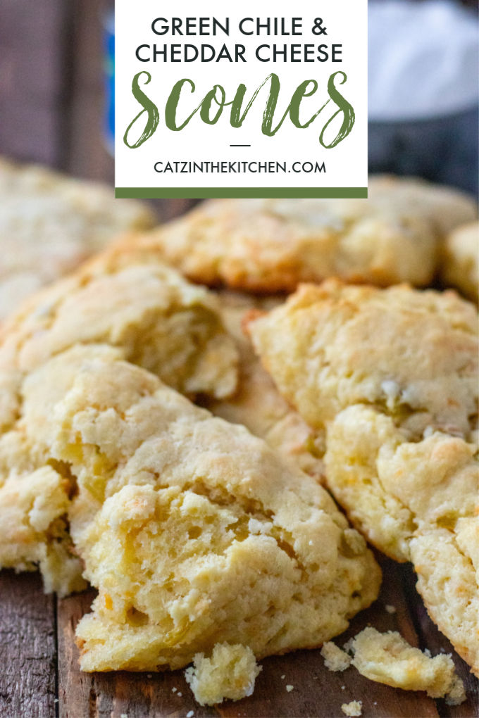 This easy recipe for Green Chile & Cheddar Cheese Scones is a perfect accompaniment to soups, chilis, and so many other warm, southwestern dishes!