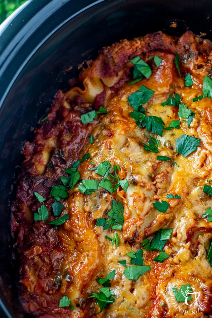 This easy recipe for slow cooker veggie lasagna is one of those crazy-day busy-parent end-of-day lifesaver kind of meals! Plus...leftovers!