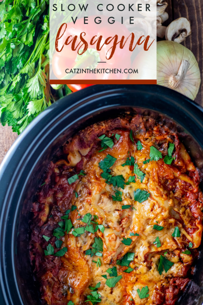 This easy recipe for slow cooker veggie lasagna is one of those crazy-day busy-parent end-of-day lifesaver kind of meals! Plus...leftovers!